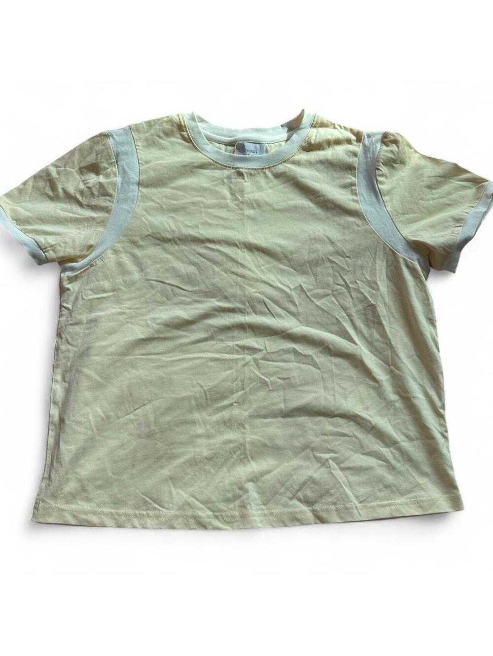 Things Between Pastel Light Yellow Colorblock Ringer T-Shirt Size L